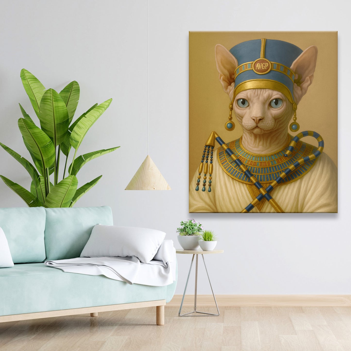 Custom Photo Egyptian Queen Cat Canvas Gift For Cat Lover