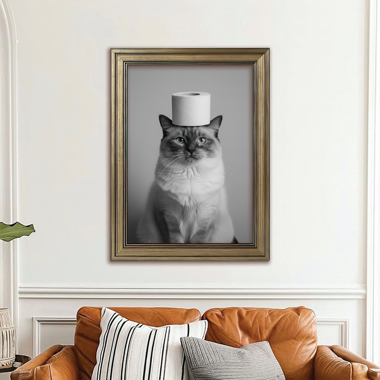 Custom Photo Cat Bathroom Style 11 Canvas Framed Wall Art Gift For Cat Lovers