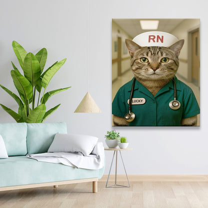 Custom Photo Registed Nurse Cat Canvas Gift For Cat Lovers