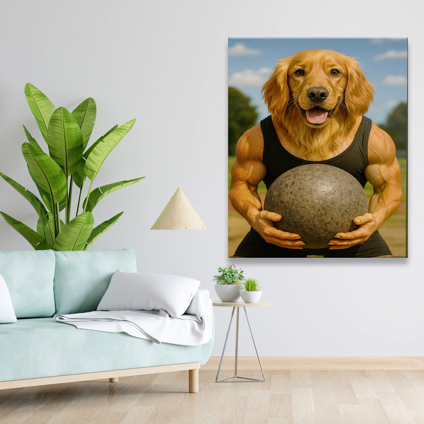 Custom Photo Strongman Dog Canvas Gift For Dog Lovers