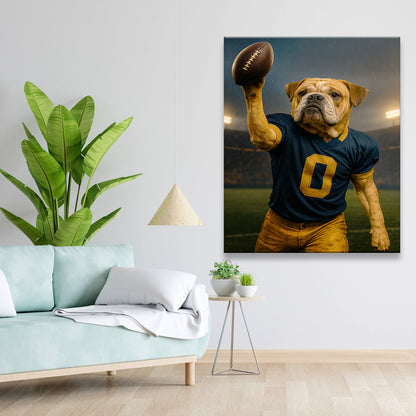 Custom Photo Football Player Canvas Gift For Dog Lovers
