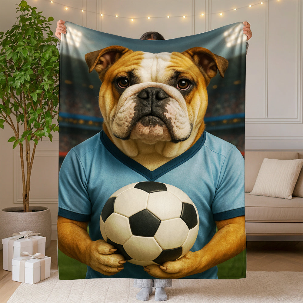 Custom Photo Soccer Dog BlanketGift For Dog Lovers