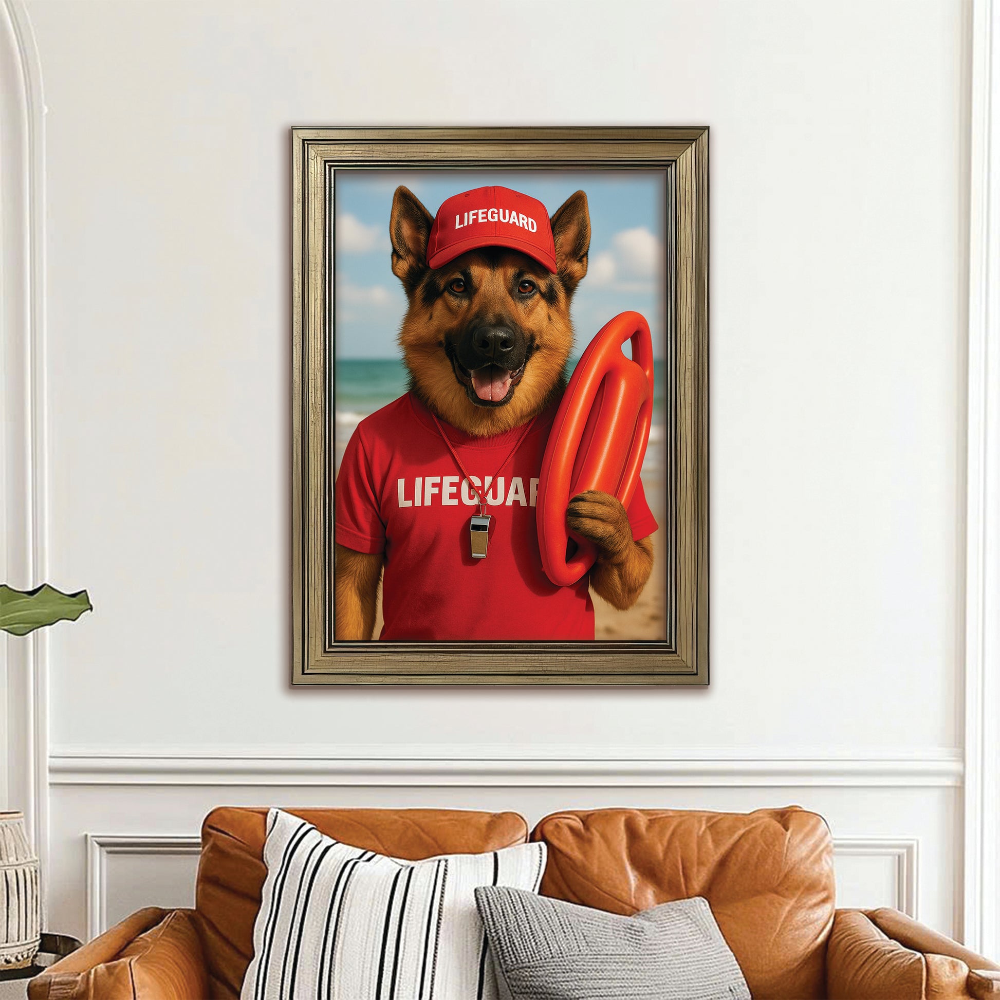 Custom Photo Lifeguard Dog Canvas Framed Wall Art Gift For Dog Lovers