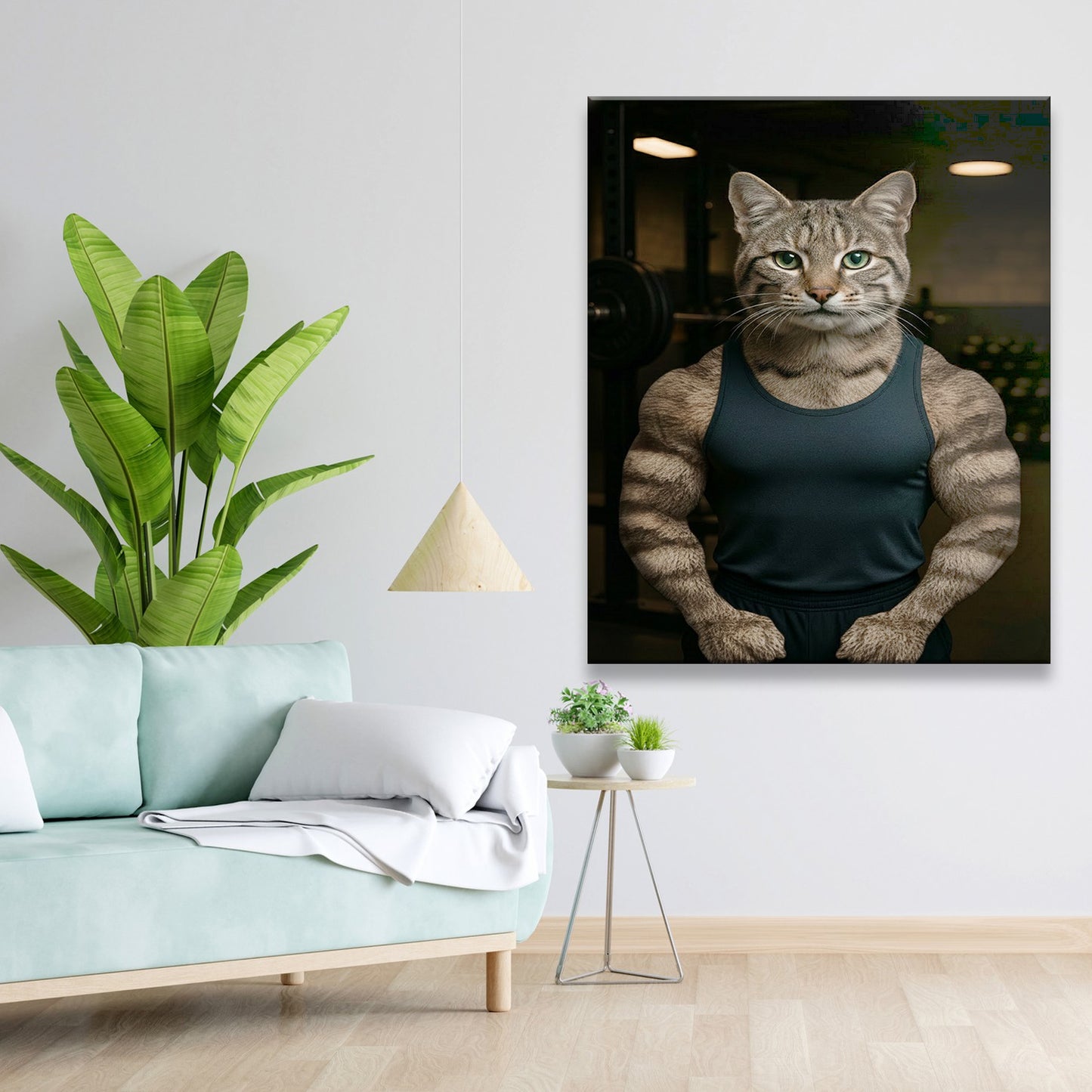 Custom Photo Body Builder Cat Canvas Gift For Cat Lovers