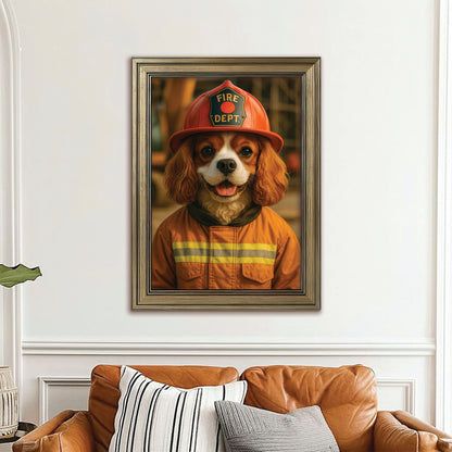 Custom Photo Construction Builder Canvas Framed Wall Art Gift For Dog Lovers
