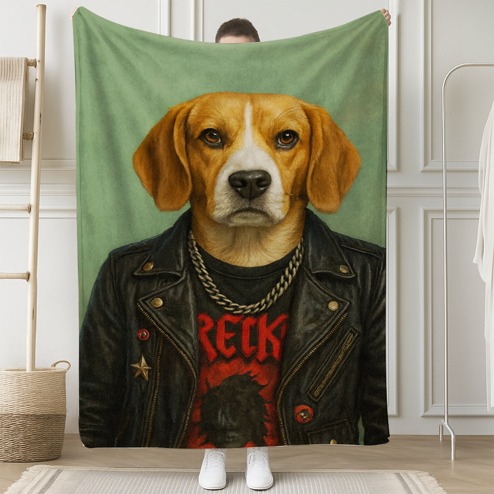 Custom Photo Rock n Roll Dog Blanket_ Gift For Dog Lovers