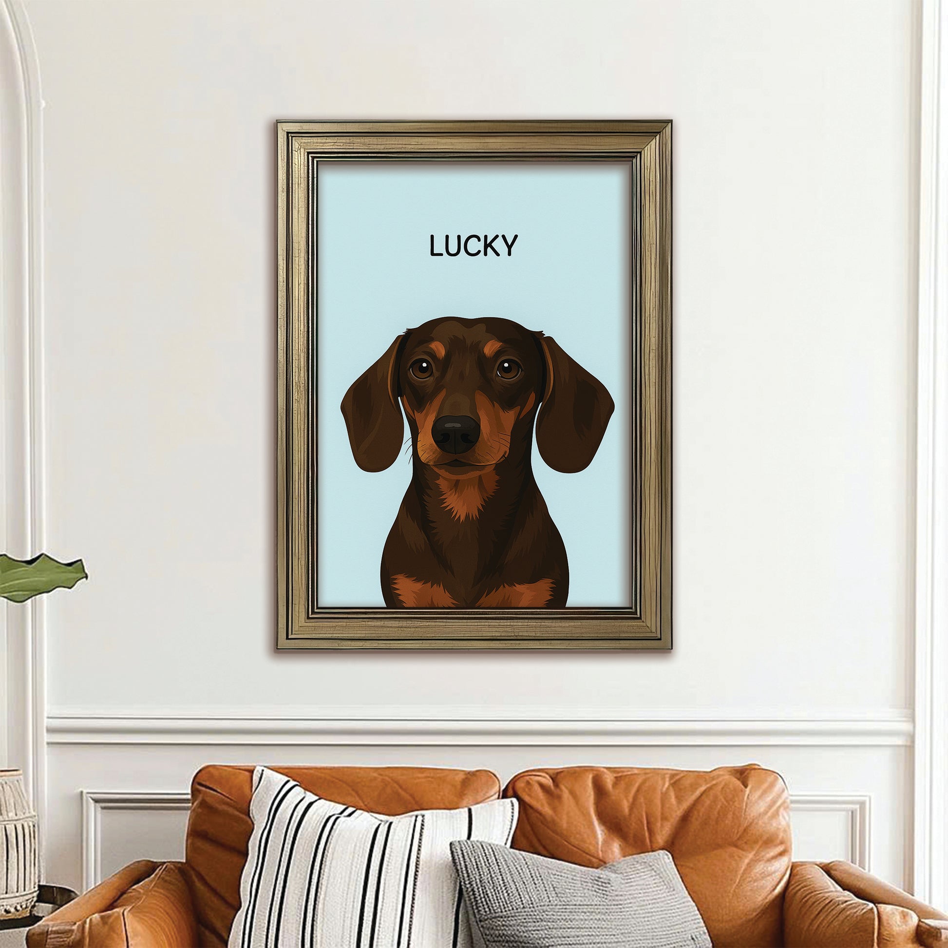 Custom Photo Minimalist Classic Dog Canvas Framed Wall Art Gift For Dog Lovers