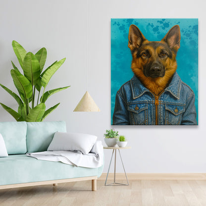 Custom Photo Denim Dog Canvas Gift For Dog Lovers