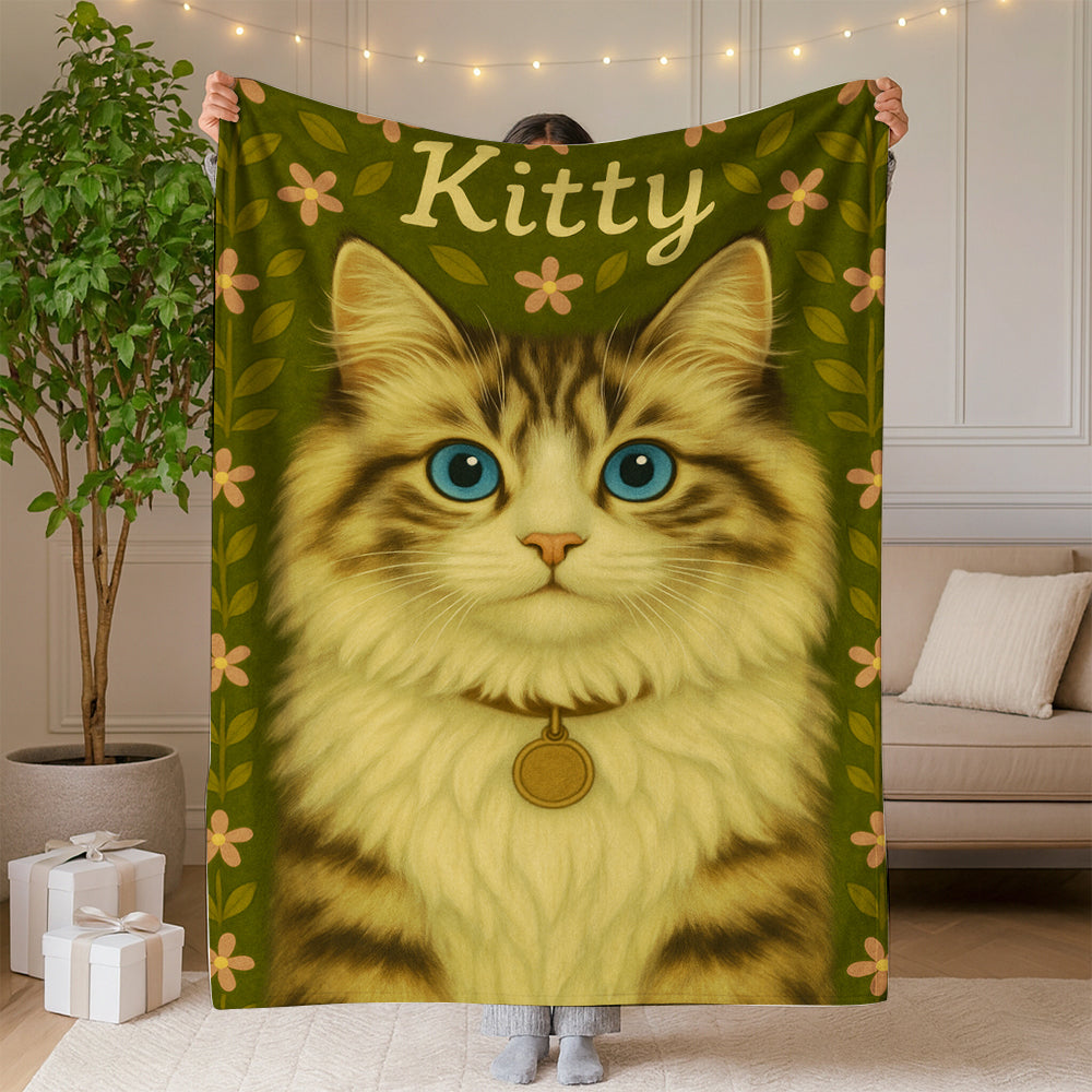Custom Cat Portraits From Photo From Photo Blanket