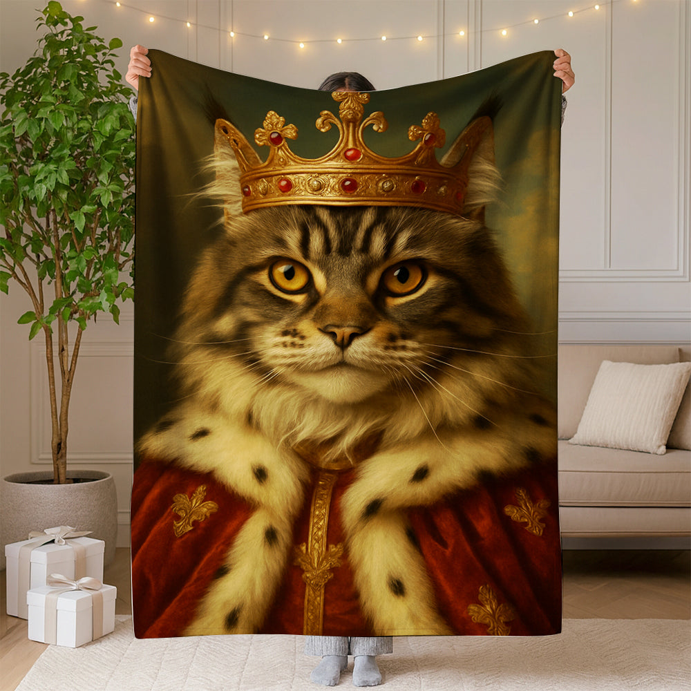 Custom Photo Cat Royal Blanket Pet King Portrait