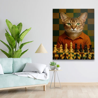 Custom Photo Chess Cat Canvas Gift For Cat Lovers