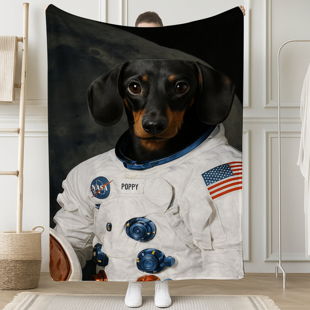 Custom Photo Dog Astronaut Blanket Gift For Dog Lover