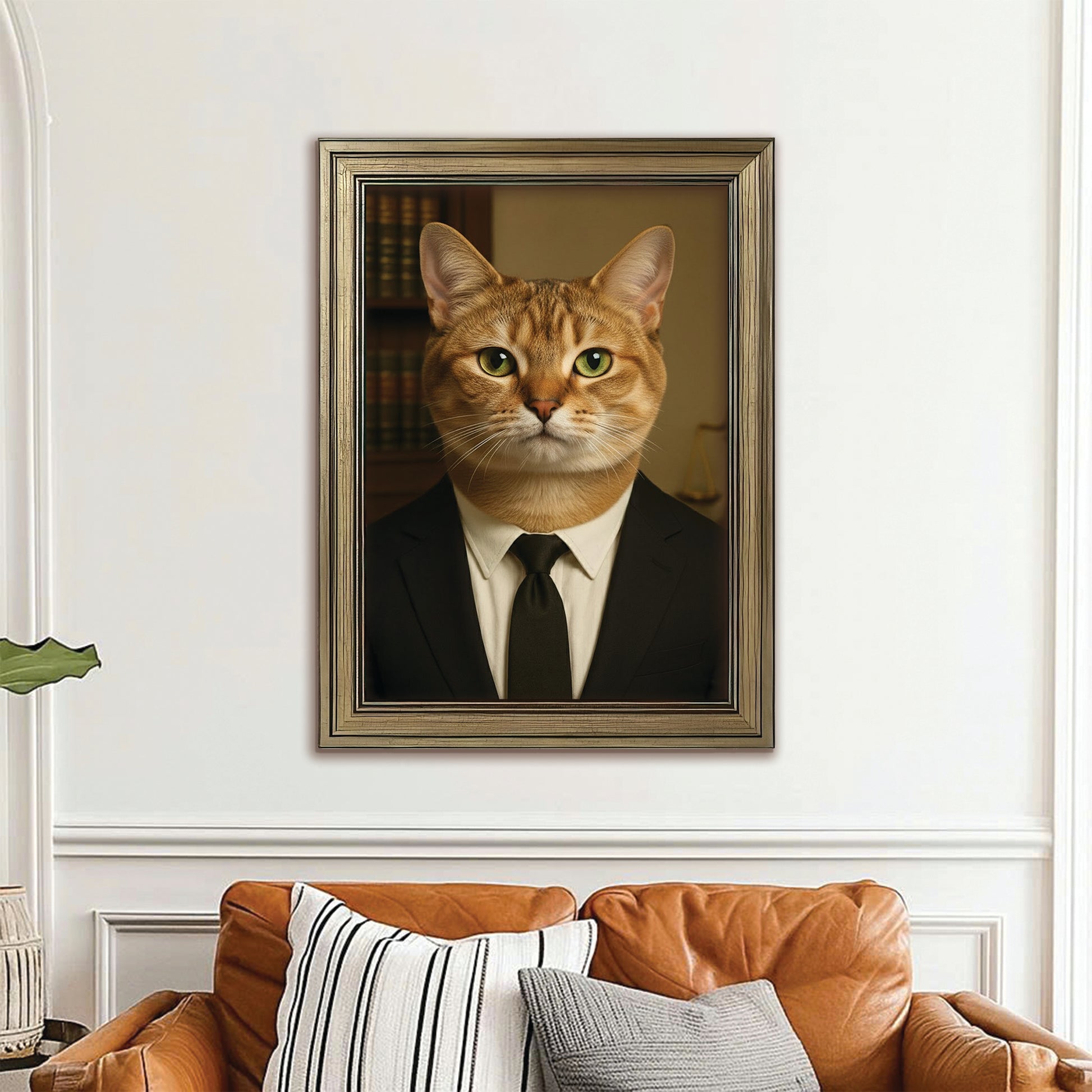 Custom Photo Lawyer Cat Canvas Framed Wall Art  Gift For Cat Lovers