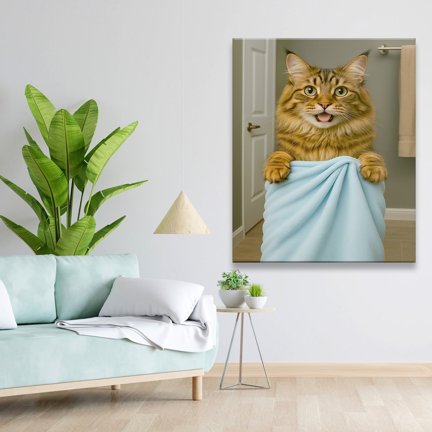 Custom Cat Photo In Bathroom Canvas Cat Lover Gifts