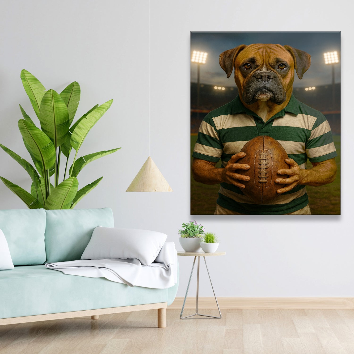 Custom Photo Rugby Player Dog Canvas Gift For Dog Lover