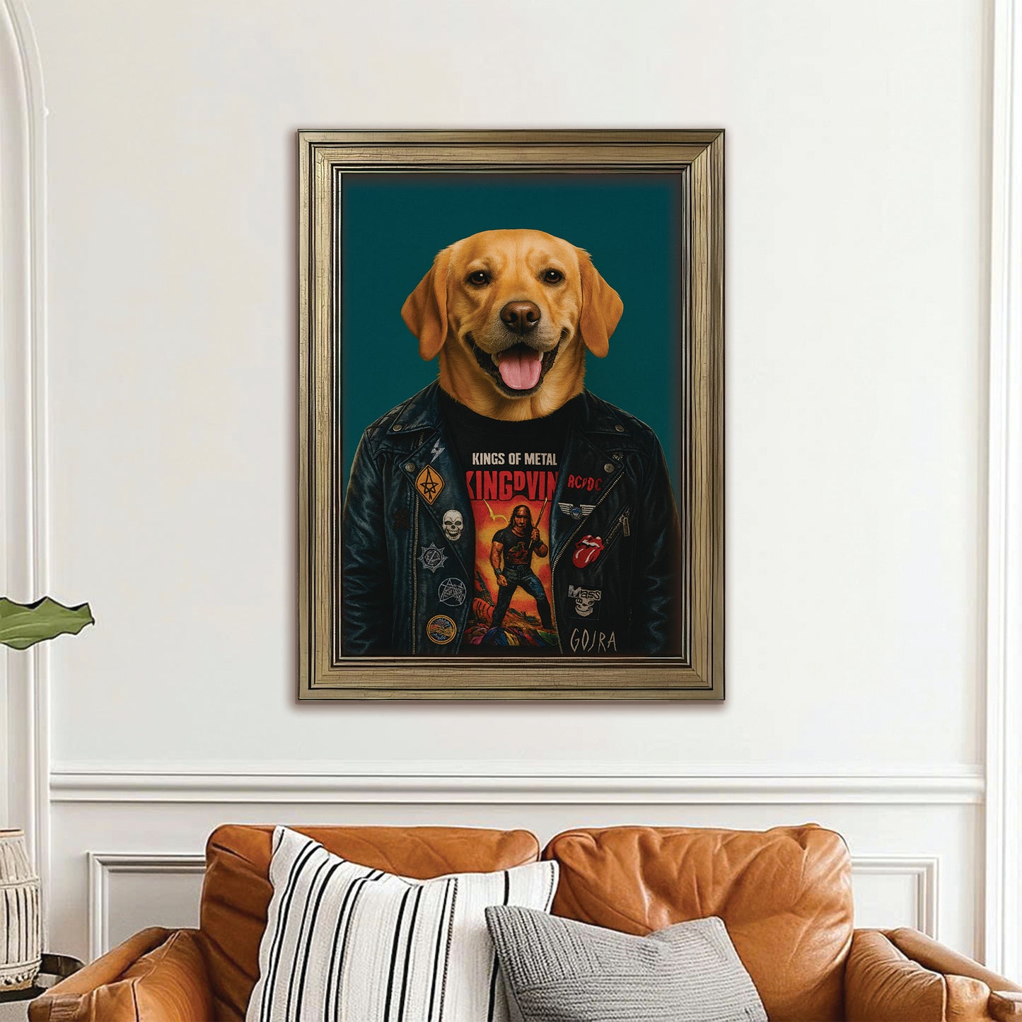 Custom Photo Dog Rock n Roll Canvas Framed Wall Art