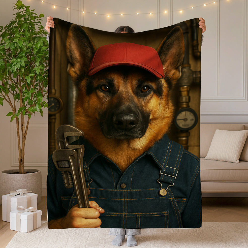 Custom Photo Plumber Dog BlanketGift For Dog Lovers