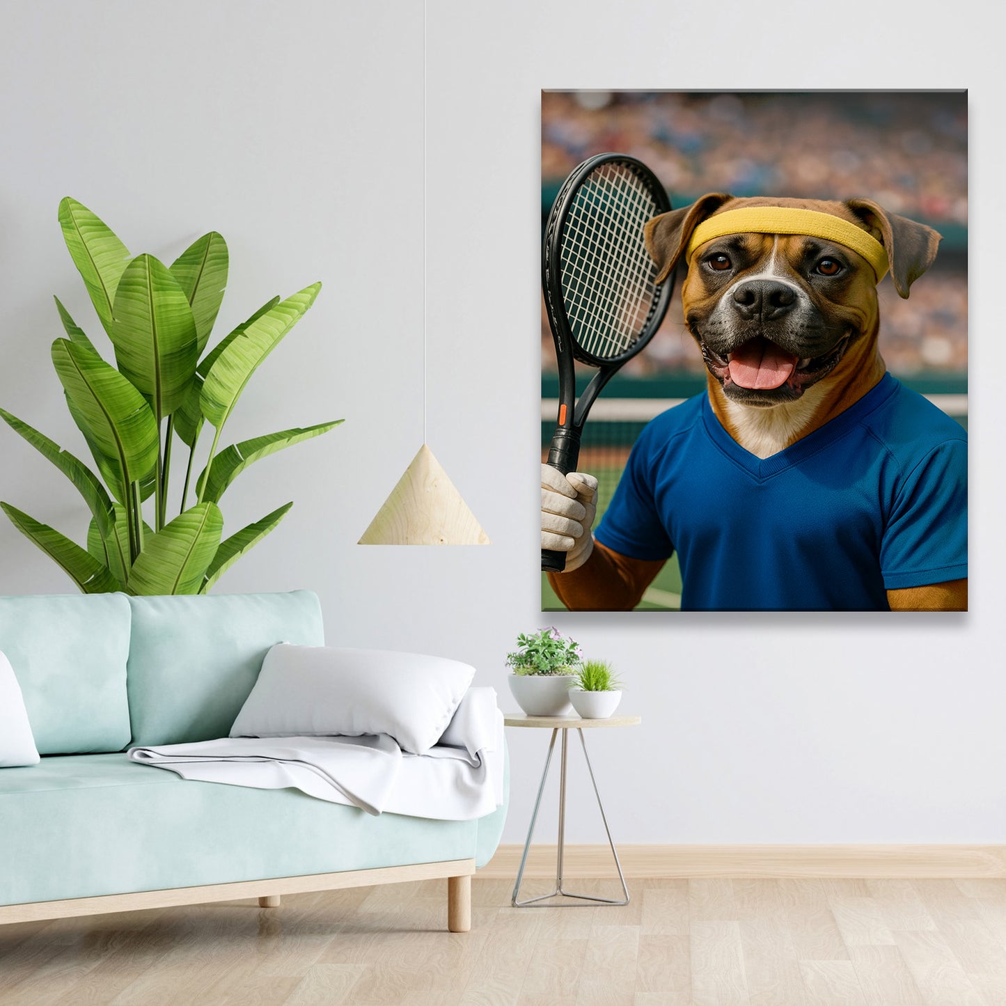 Custom Photo Tennis Player Dog Canvas Gift For Dog Lovers