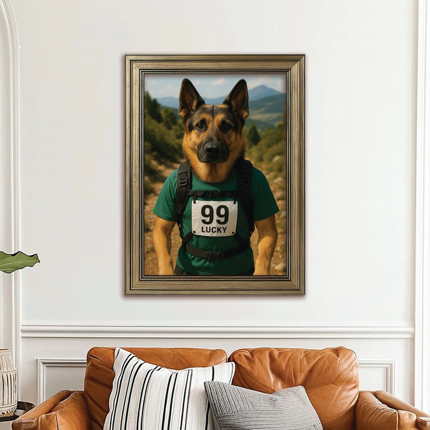 Custom Photo Trail Runner Dog Canvas Framed Wall Art Gift For Dog Lovers