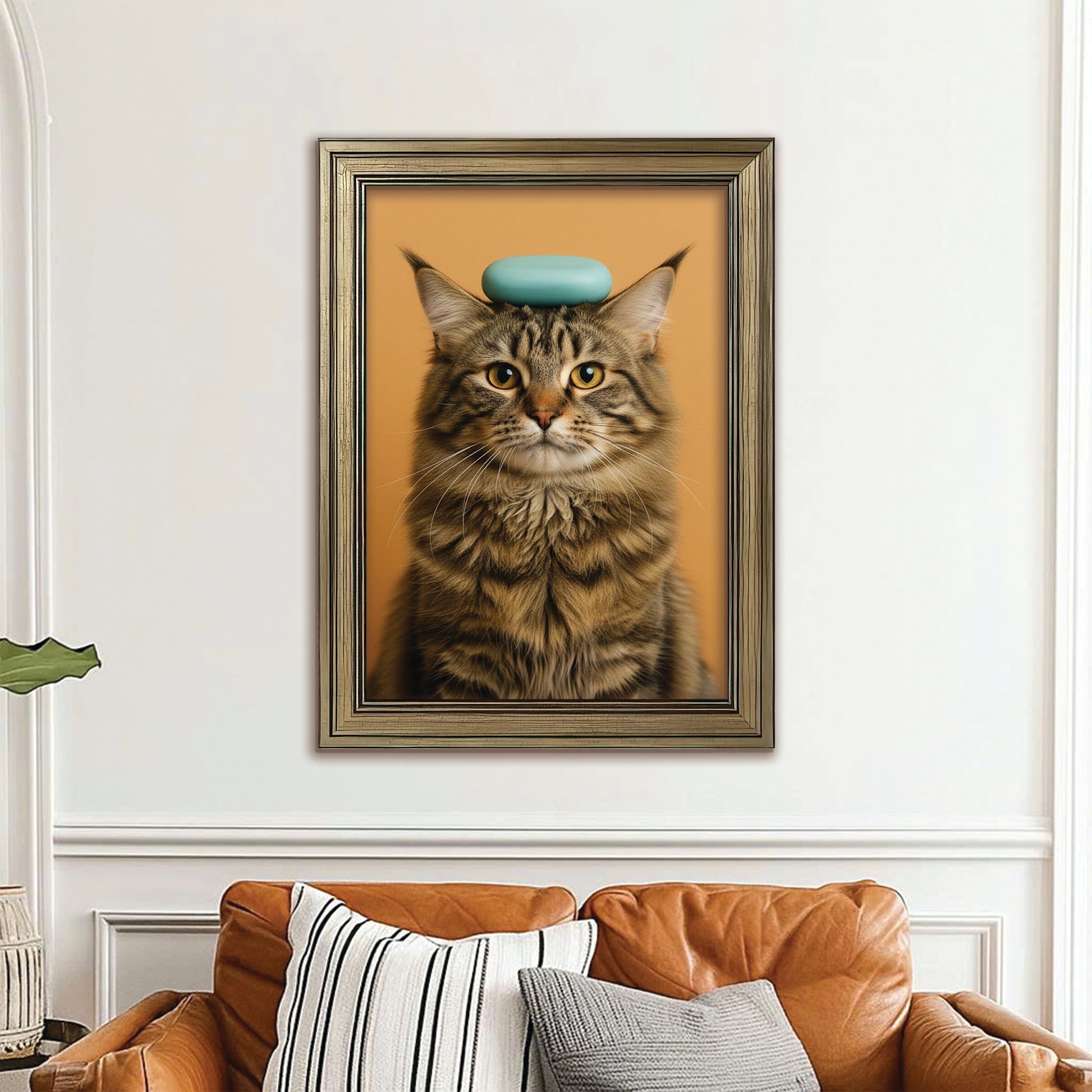 Custom Photo Cat Bathroom Style 24 Canvas Framed Wall Art Gift For Cat Lovers