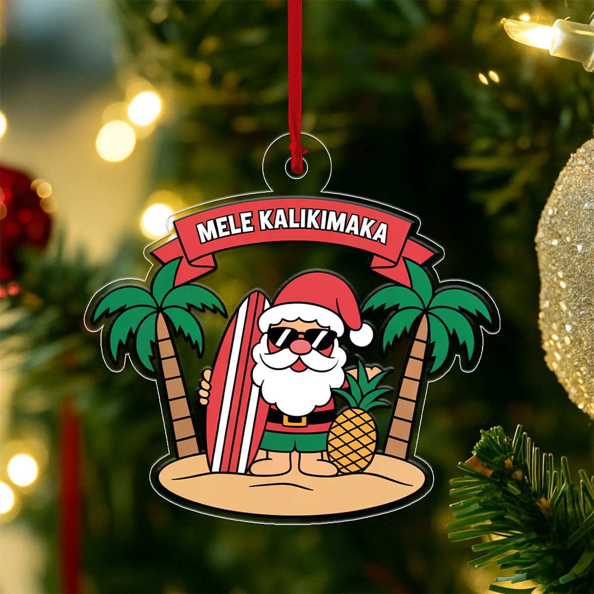 Hawaii Acrylic Ornament Santa Tropical 2
