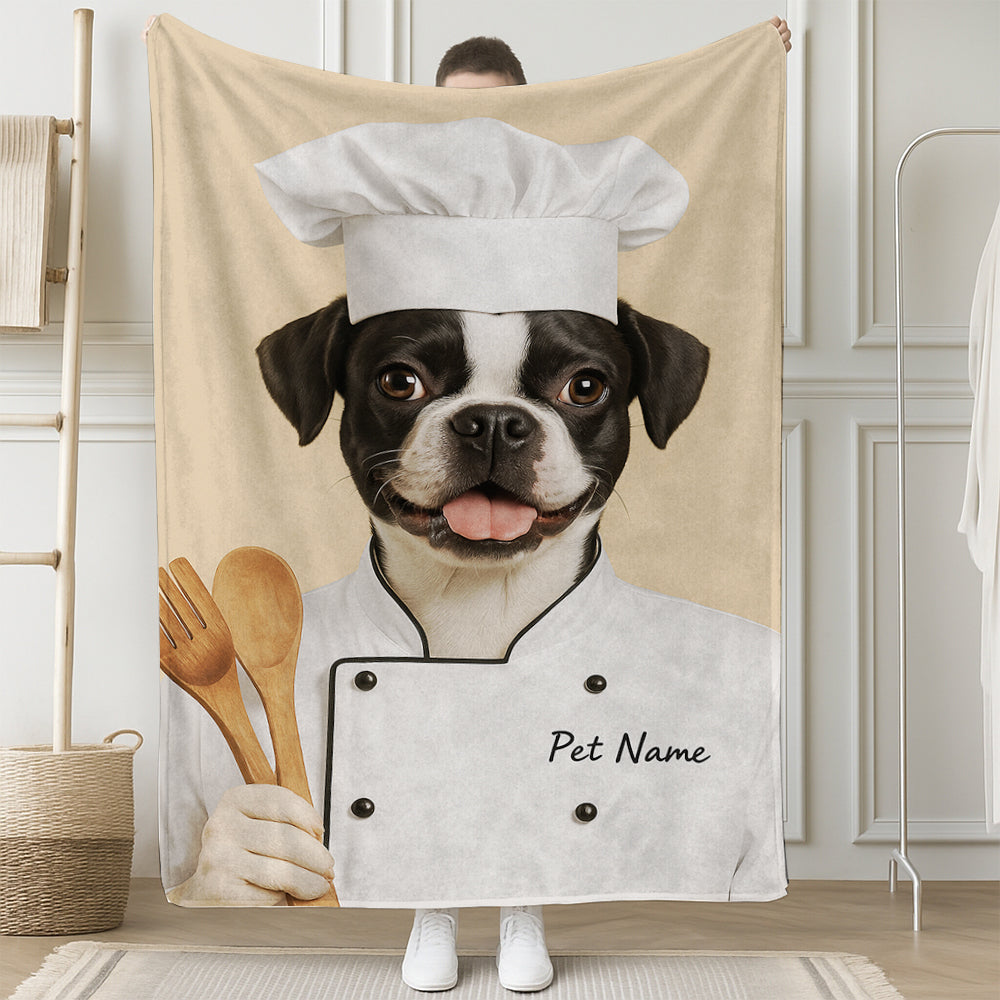 Custom Dog Chef Potrait BlanketGift For Dog Lovers