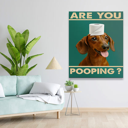 Custom Photo Funny Dog In Bathroom Canvas