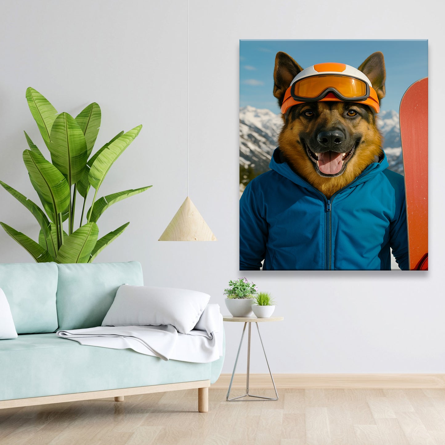 Custom Photo Snowboarder Dog Canvas Gift For Dog Lovers