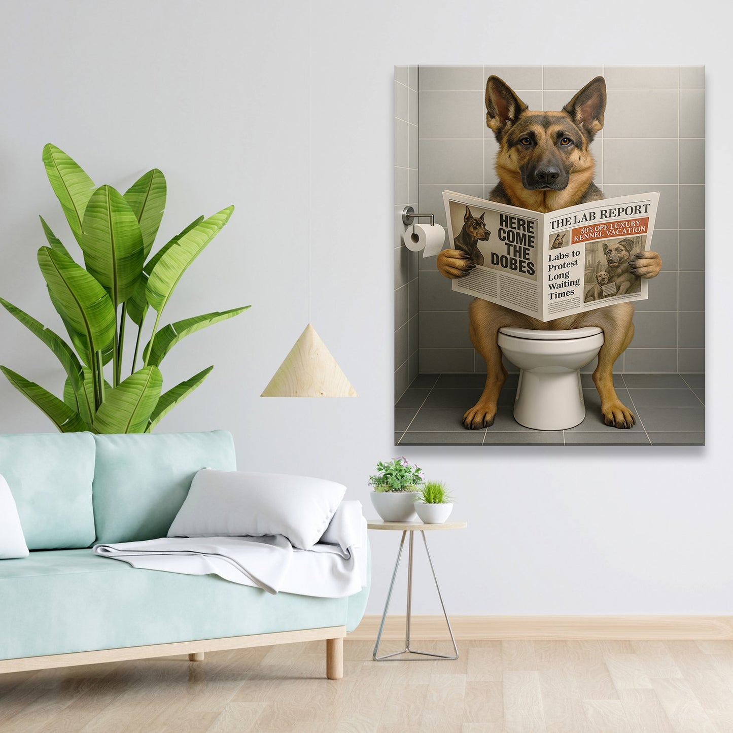 Custom Photo Dog Bathroom Canvas Style 03 Gift For Dog Lovers