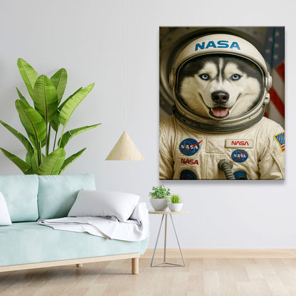 Custom Photo Astronaut Dog Canvas Gift For Dog Lovers