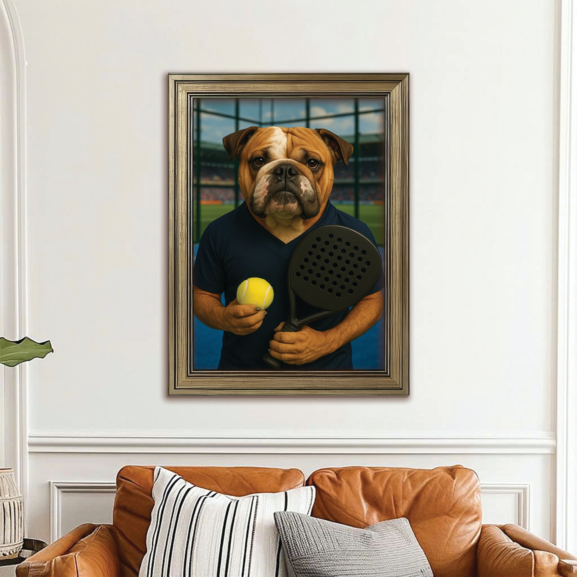 Custom Photo Paddle Player Dog Canvas Framed Wall Art Gift For Dog Lovers