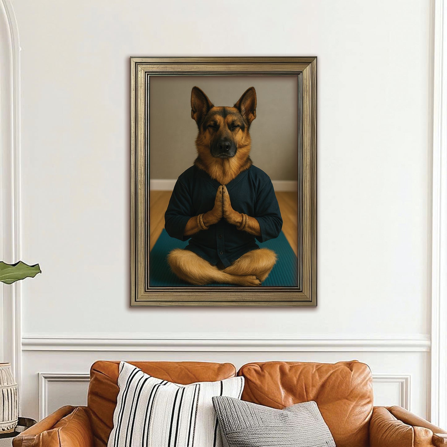 Custom Photo Yoga Dog Canvas Framed Wall Art Gift For Dog Lovers