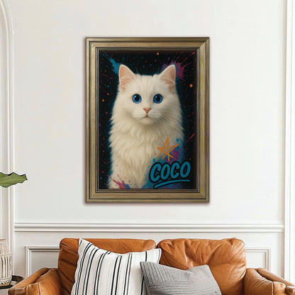 Custom Cat Pet Portrait Contemporary Canvas Framed Wall Art