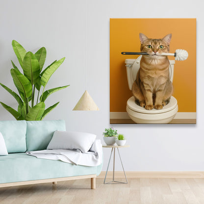 Custom Photo Cat Bathroom Style 31 Canvas Gift For Cat Lovers