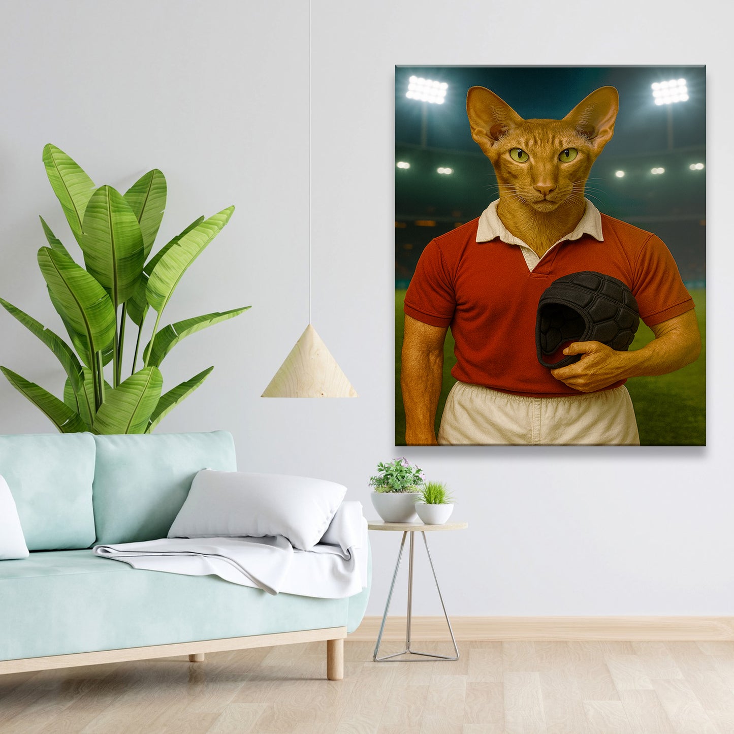 Custom Photo Rugby Player 2 Cat Canvas Gift For Cat Lovers