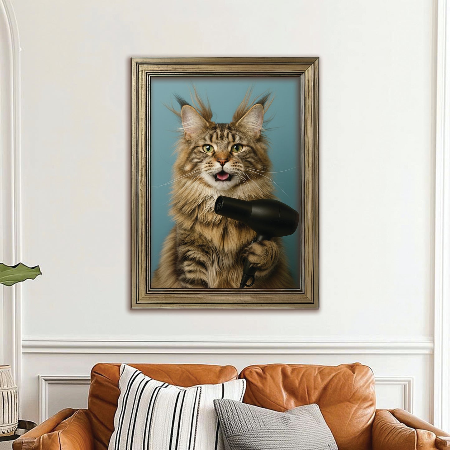 Custom Photo Cat Bathroom Style 35 Canvas Framed Wall Art Gift For Cat Lovers