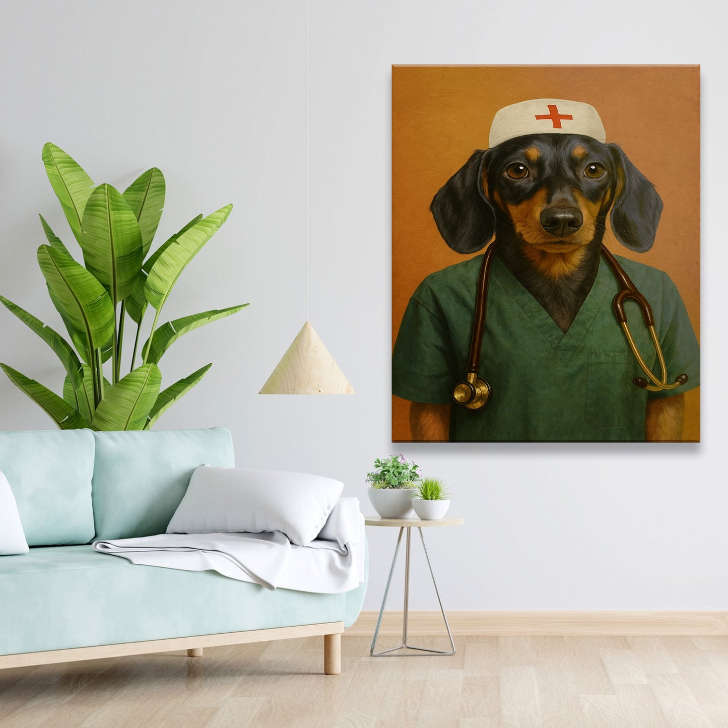 Custom Photo Nurse Dog Canvas Gift For Dog Lovers