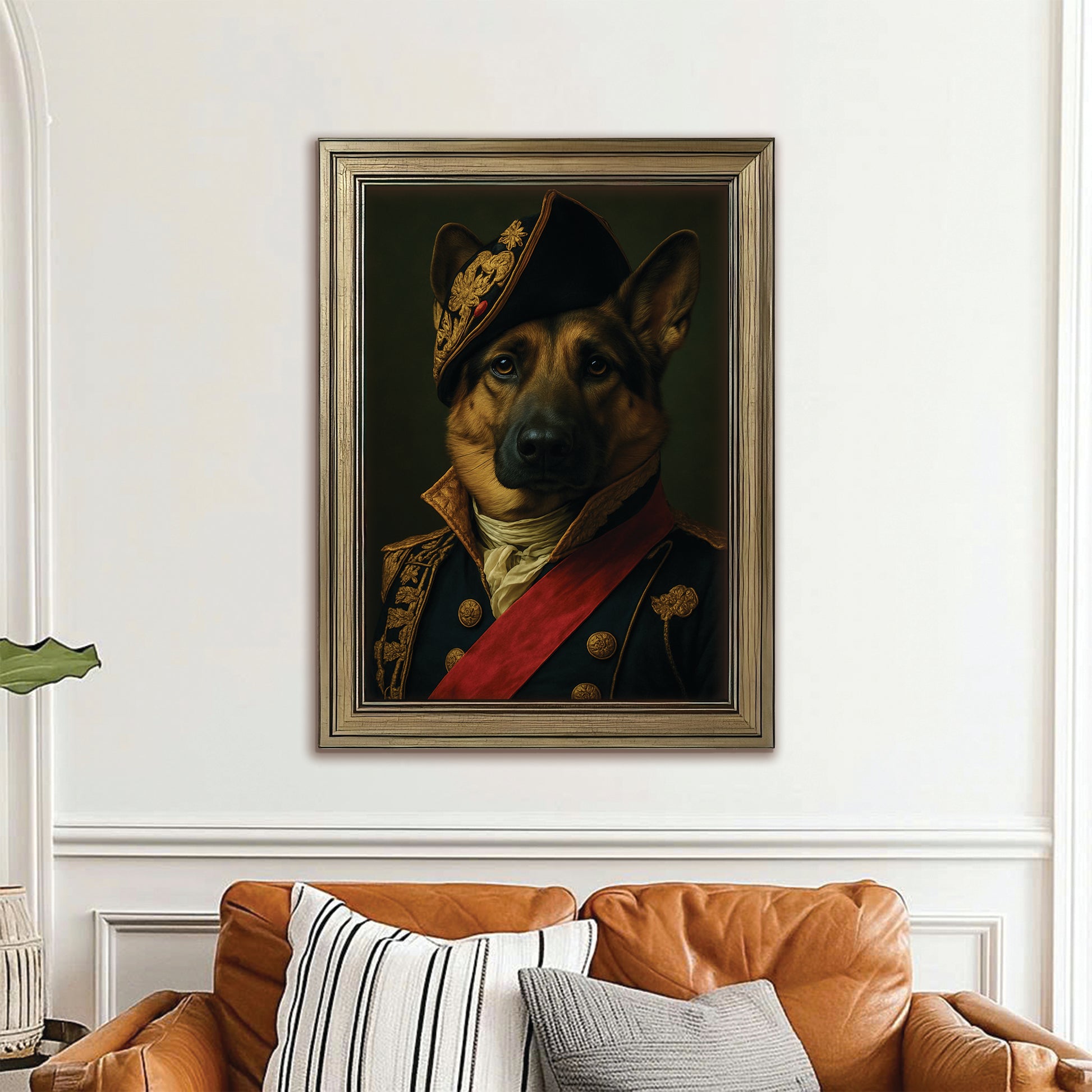 Custom Photo Portrait Royal Dog Canvas Framed Wall Art Gift For Dog Lovers
