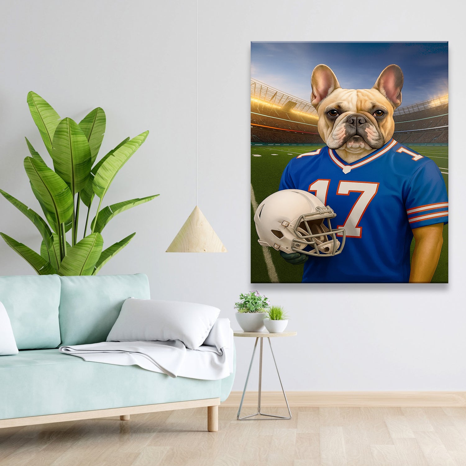 Custom Dog Photo Football Style Canvas _ Gift For Dog Lovers