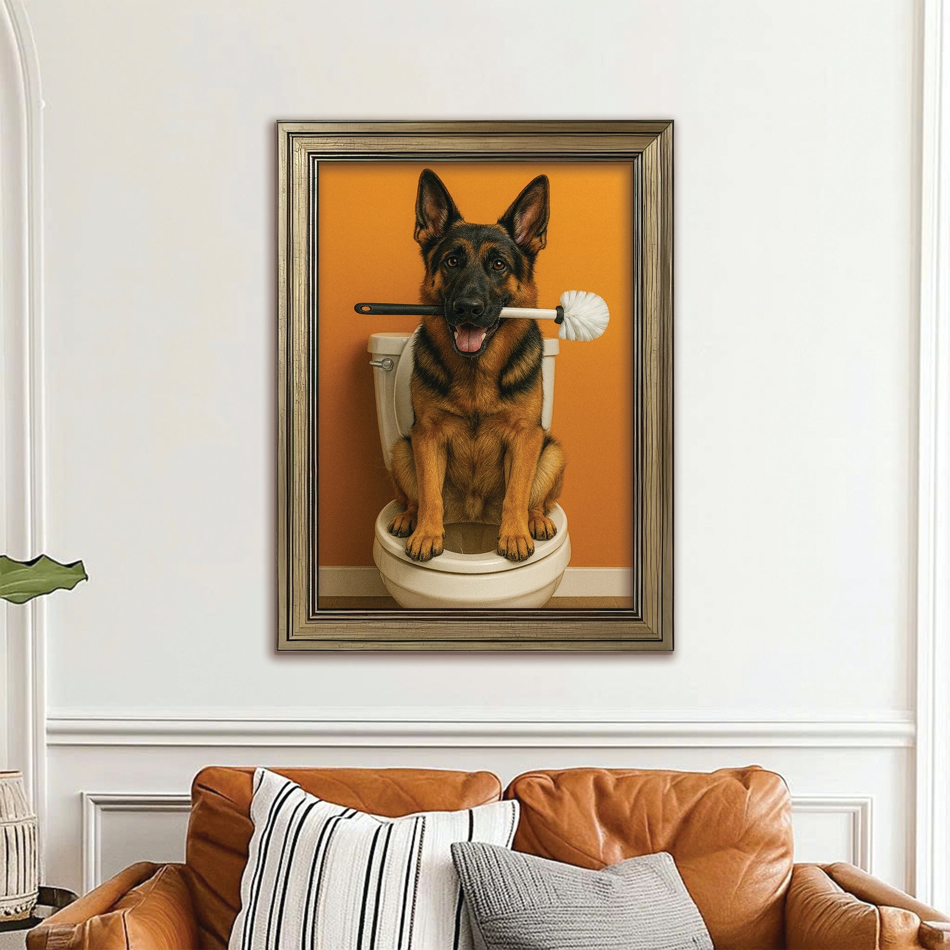 Custom Photo Dog Bathroom Style 31 Canvas Framed Wall Art Gift For Dog Lovers