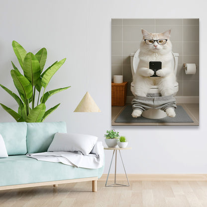 Custom Photo Cat Bathroom Style 15 Canvas Gift For Cat Lovers