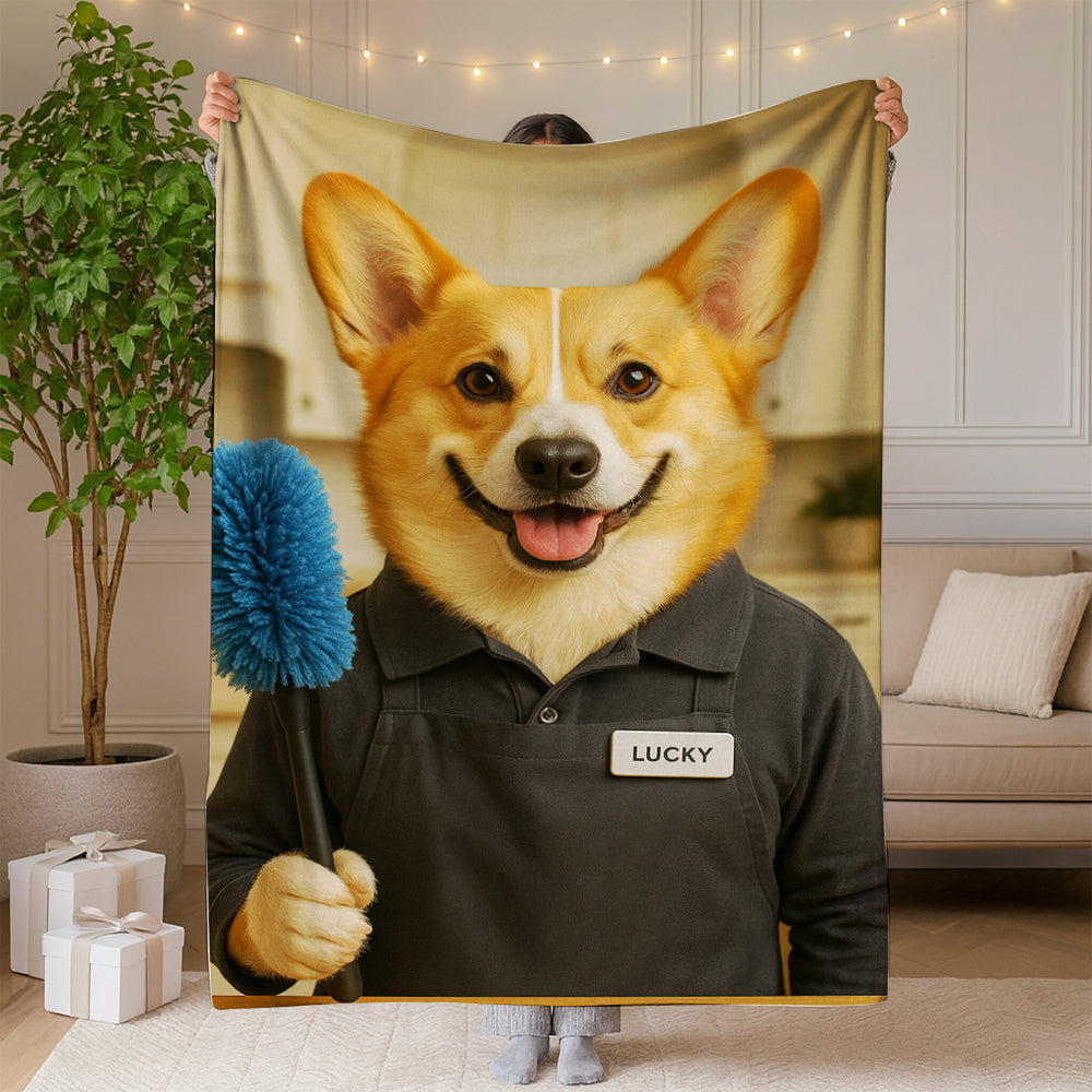 Custom Photo Housekeeper Dog BlanketGift For Dog Lovers