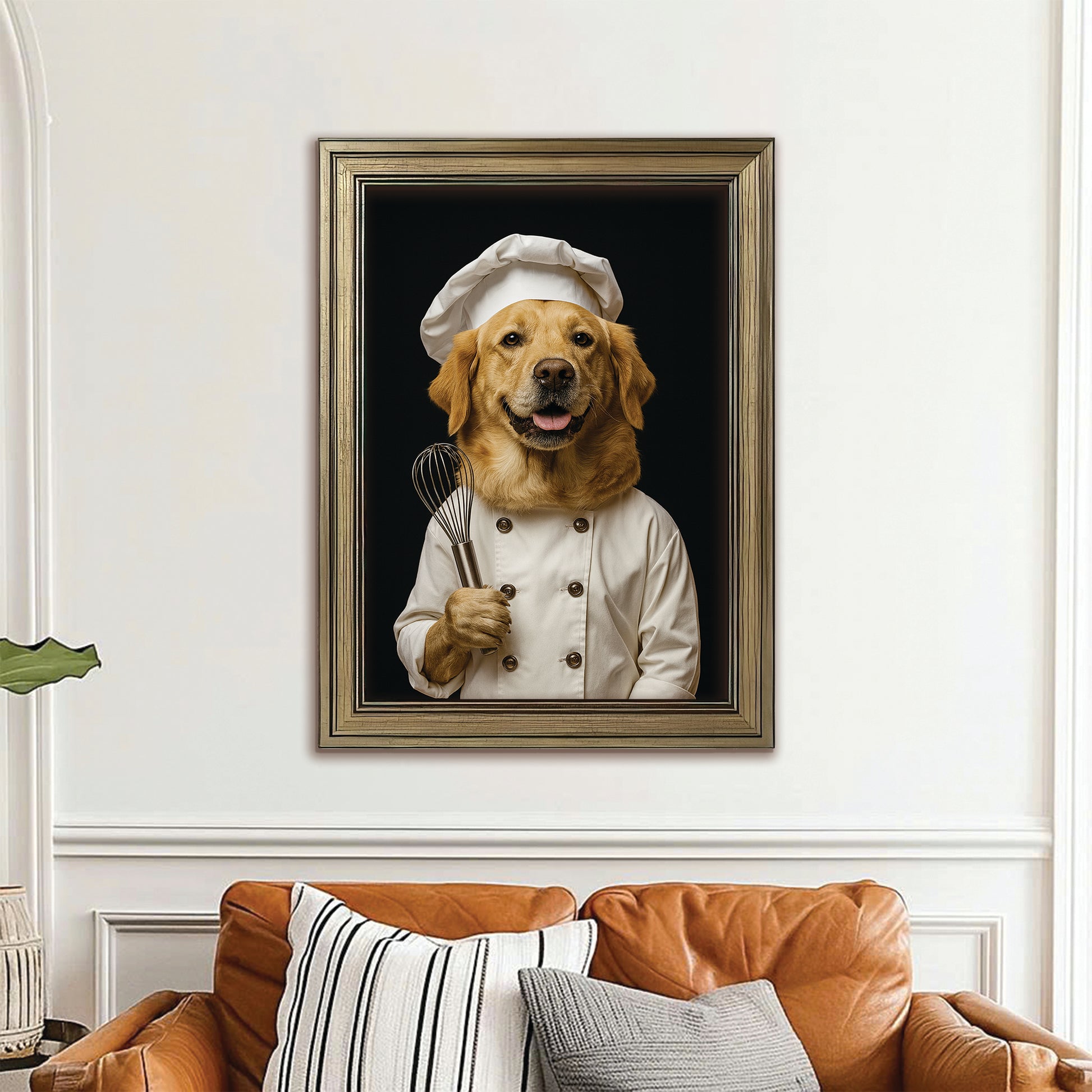 Custom Photo Dog Chef Canvas Framed Wall Art Framed Wall Art _ Gift For Dog Lovers