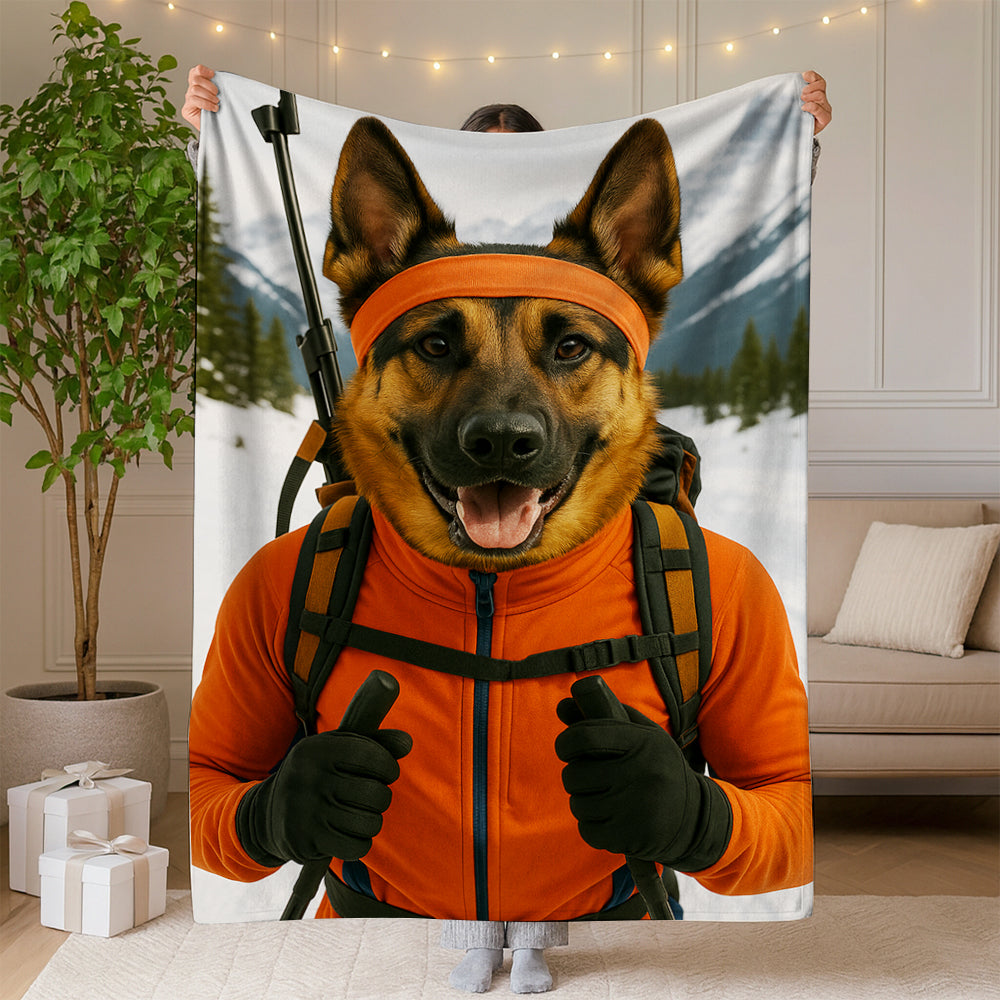 Custom Photo Biathlete Cross Country Skiing Dog BlanketGift For Dog Lovers