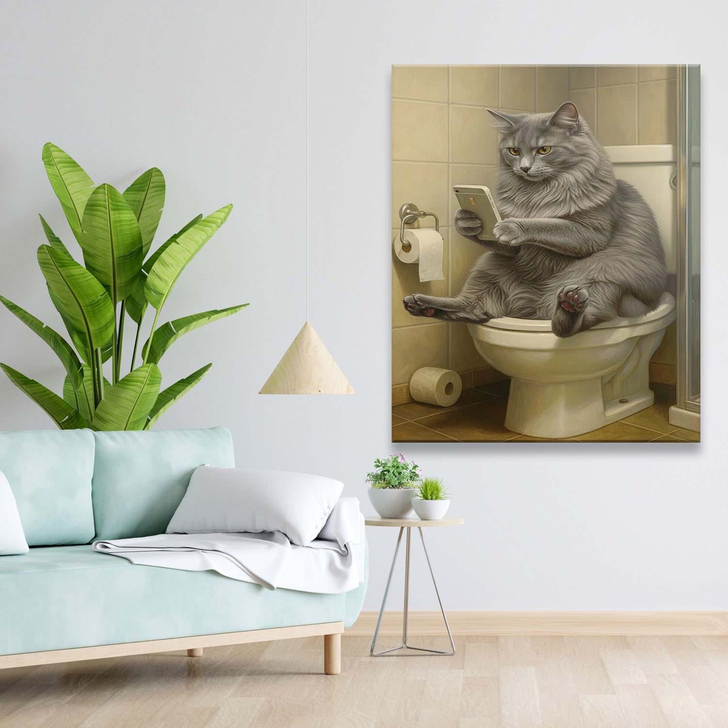 Custom Photo Cat Bathroom Style 3 Canvas Gift For Cat Lovers