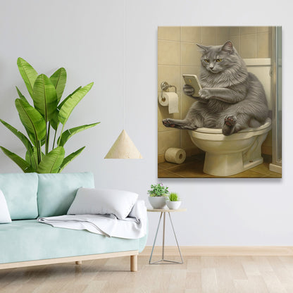 Custom Photo Cat Bathroom Style 3 Canvas Gift For Cat Lovers