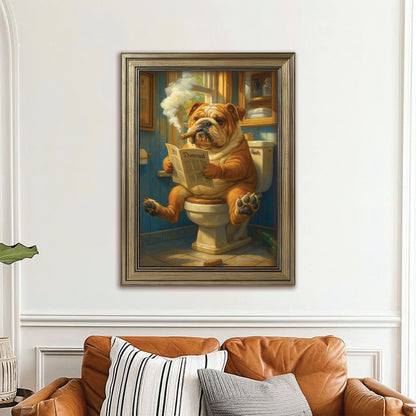 Custom Photo Dog Bathroom Style 12 Canvas Framed Wall Art Gift For Dog Lovers