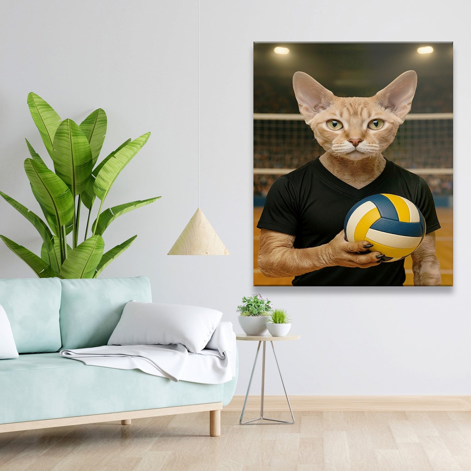 Custom Photo Volleyball Player Cat Canvas Gift For Cat Lovers