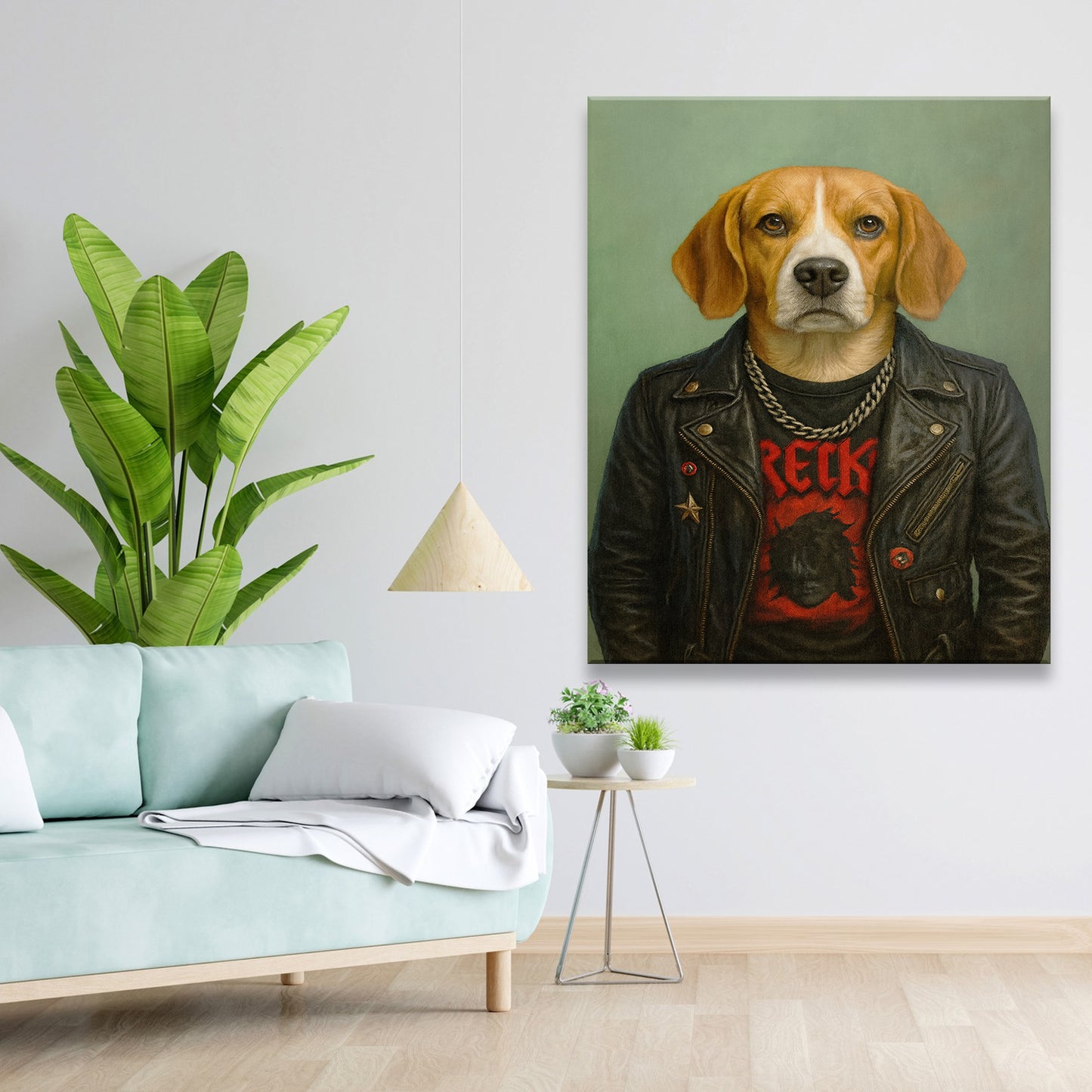 Custom Photo Rock n Roll Dog Canvas _ Gift For Dog Lovers