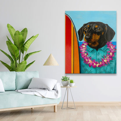 Custom Photo Surfer Dog Canvas Gift For Dog Lovers